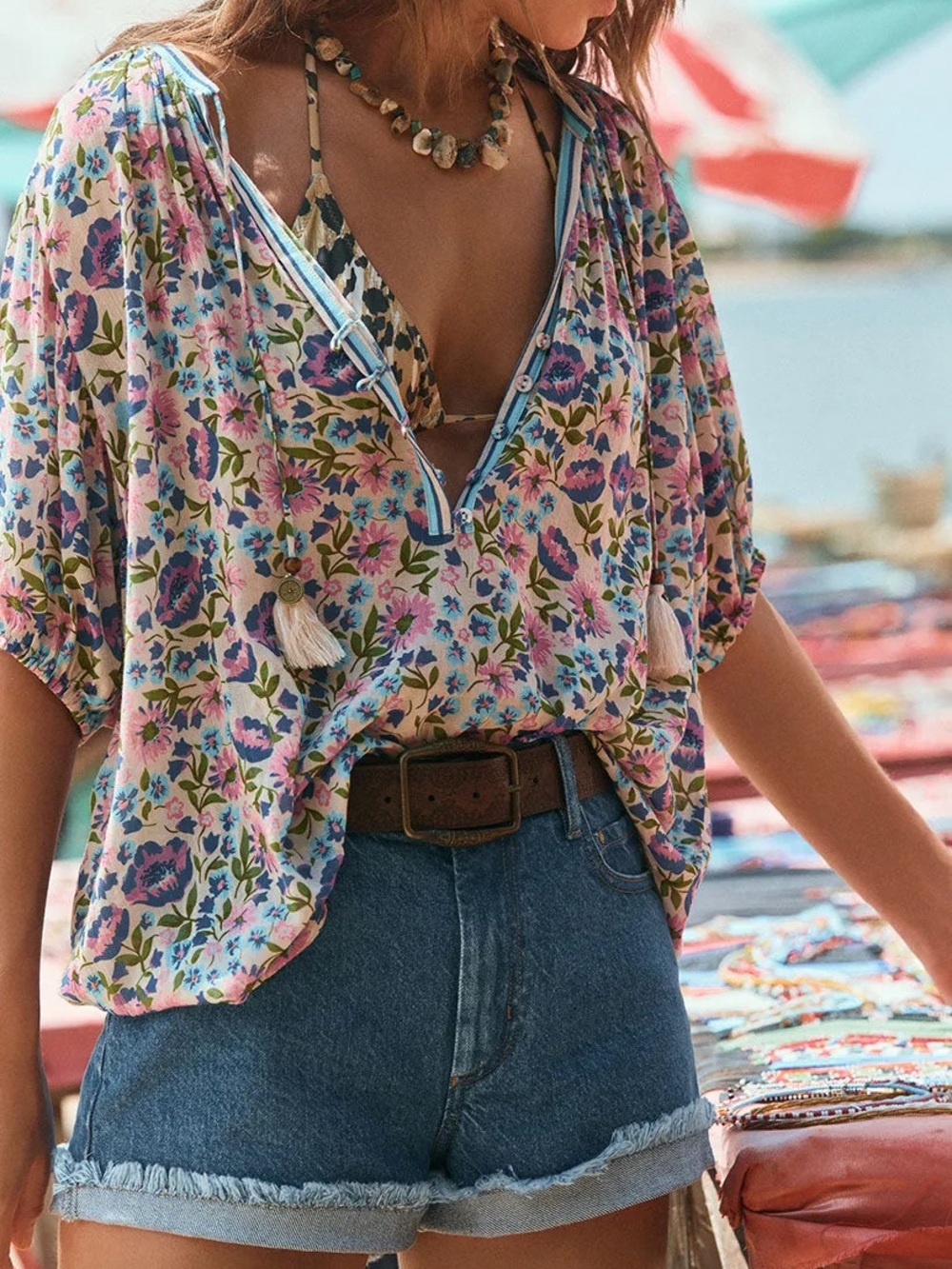 NWOT Spell Impala Floral Peasant Blouse - Picture 2 of 4